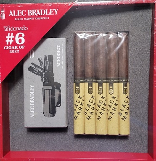 Alec Bradley Black Market Churchill 10 Cigar Gift Pack with Table Torch and Tray!