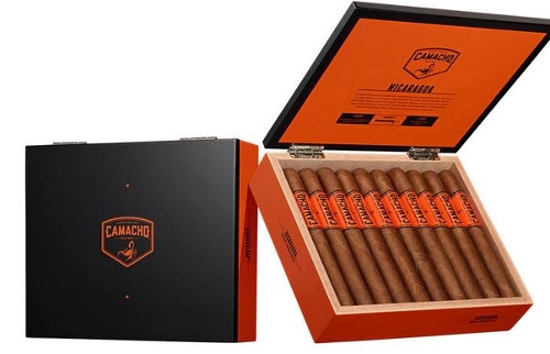 Camacho Nicaragua Churchill with 5 Cigar Travel Humidor Packed with 5 Camacho Ecuador and 5 Pack of Camacho Double Shock and a Torch Lighter!