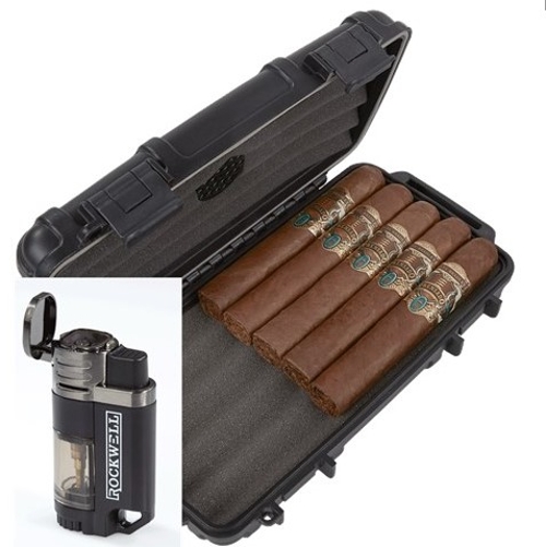 Alec Bradley Prensado Robusto 5 Pack with Travel Humidor and Torch Lighter