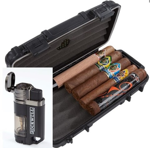 C.A.O. 5 Cigar Sampler with Travel Humidor and Torch