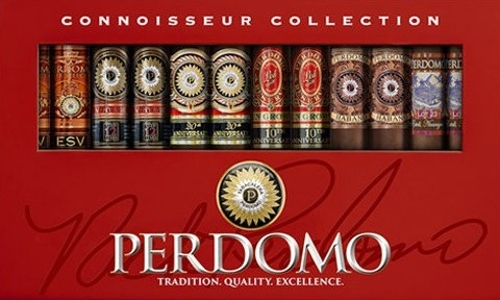 Perdomo Connoisseur Collection Sun Grown 12 Cigar Sampler (Red) with Perdomo Gift Set