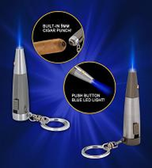 Cigar Punch with LED Light and Keychain